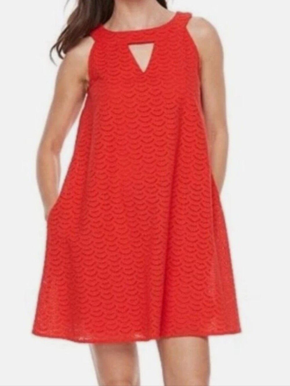 Red Poppy Eyelet Mini Swing Dress - Hope & Harlow - 6